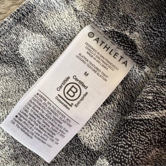 Athleta Elation Textured Tight M Chakra Floral Black White Gym Yoga Pilates Soft - Picture 7 of 7